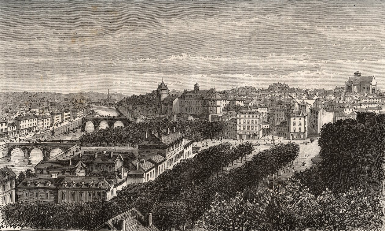 Laval - Mayenne - Pays de la Loire - Gravur in „La France Illustrée: Geographie, Geschichte, Verwaltung, Statistik“ von V.A. Malt-Brown. 1884 von French School