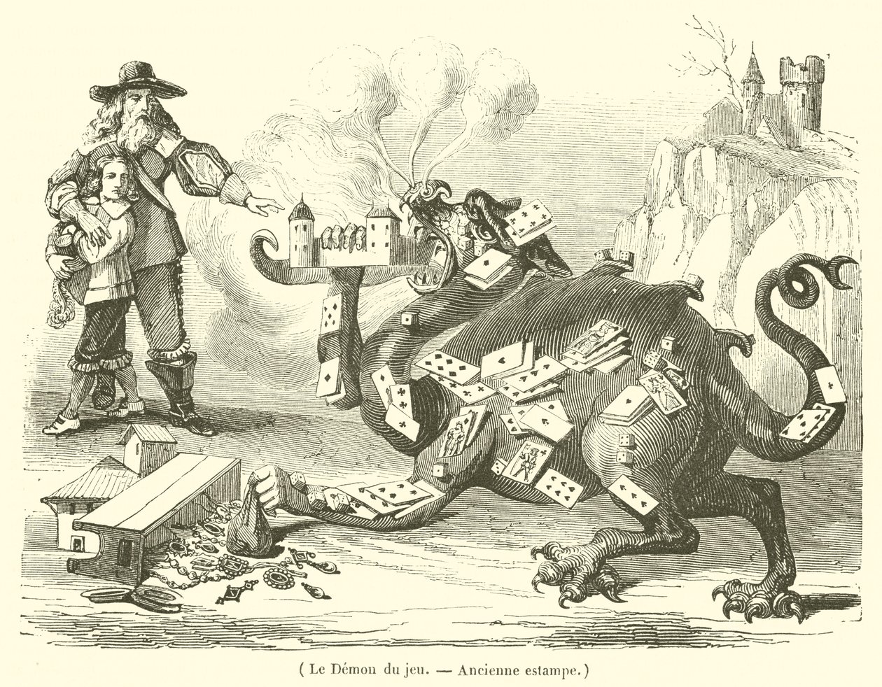 Der Dämon des Spiels (Gravur) von French School