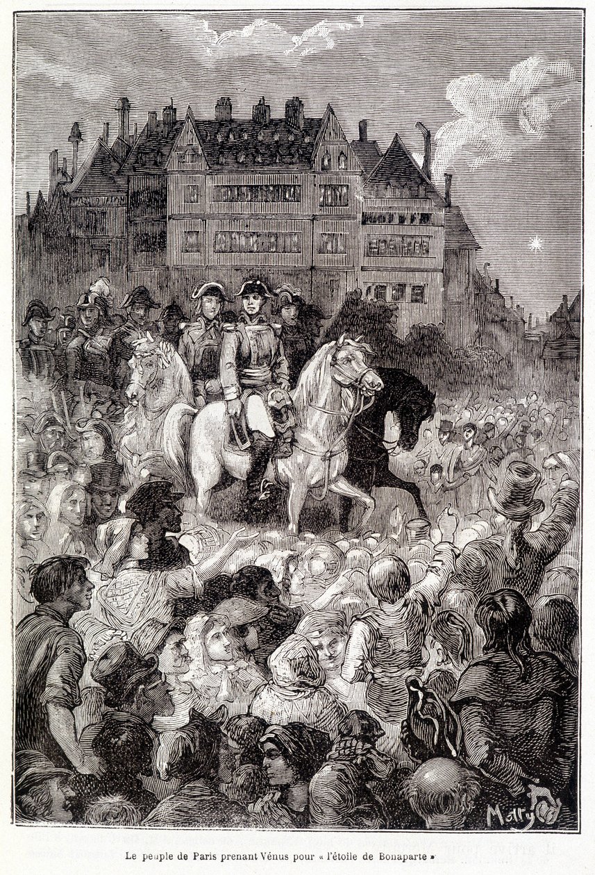 Das Volk von Paris hält Venus für „den Stern von Bonaparte“ - in „Les terres du ciel“ von Camille Flammarion, ed. Marpon & Flammarion, Paris von French School