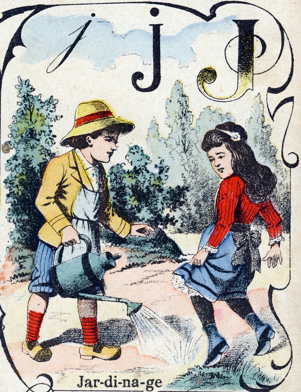 Buchstabe J: Gartenarbeit von French School