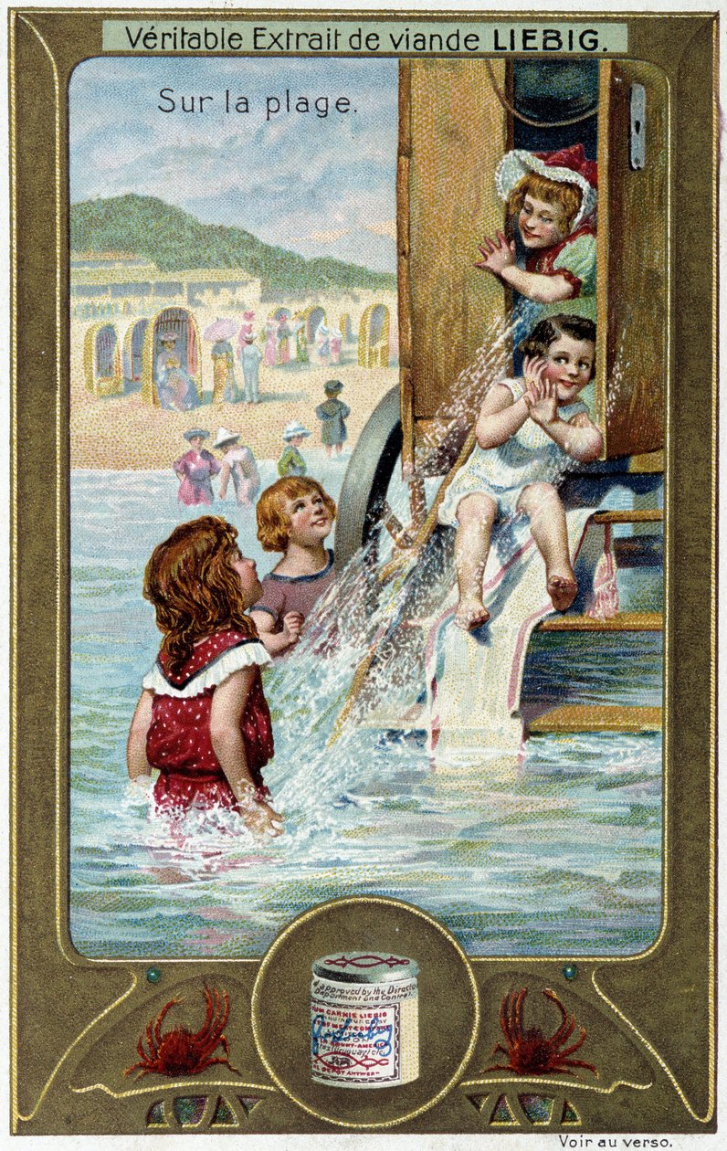 Liebig Chromolithographie Serie „Strandspiel“ von Kindern. 19. Jahrhundert von French School