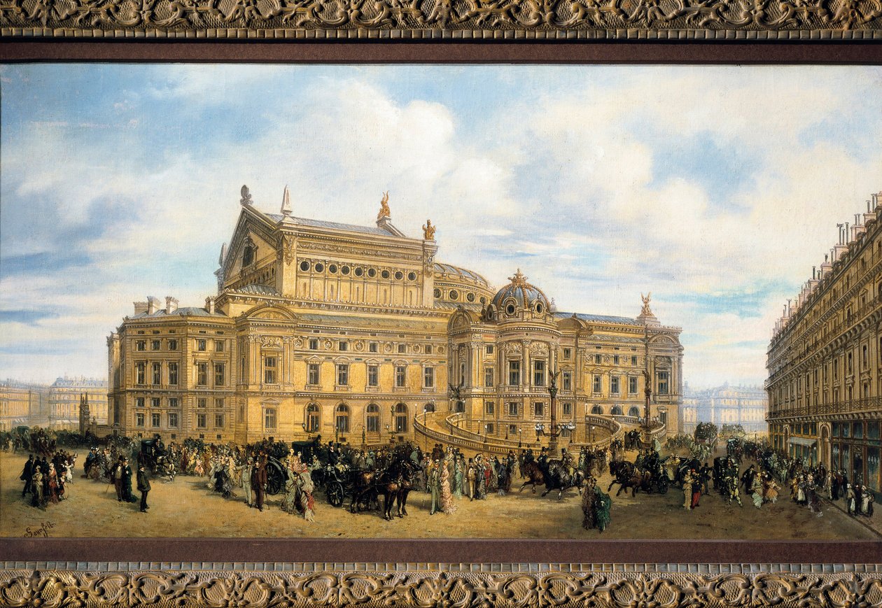 Die Oper von Paris, gebaut von Charles Garnier, Ansicht von der Rue Auber von French School