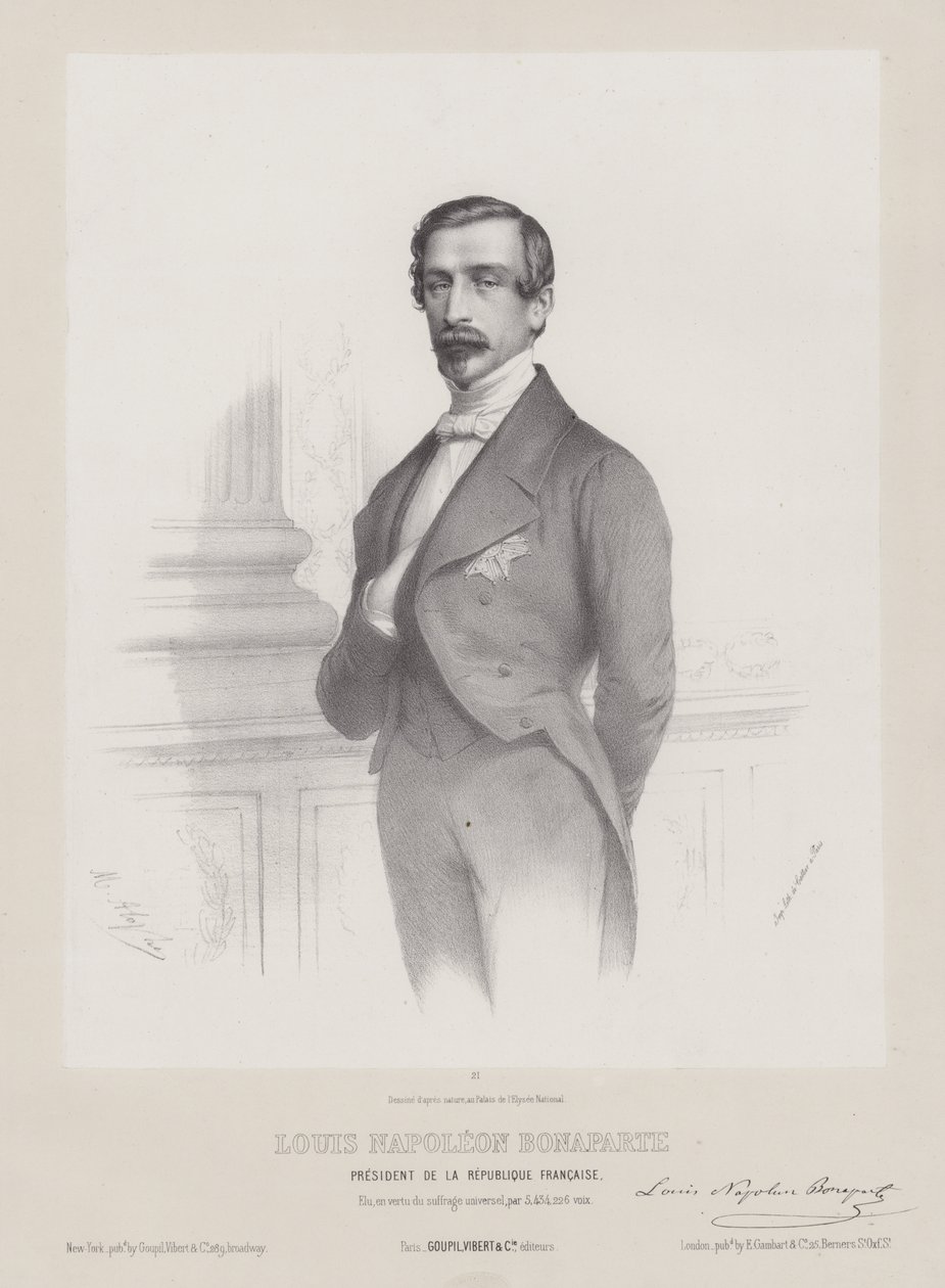 Louis Napoleon Bonaparte, Präsident der Französischen Republik, um 1848 von French School