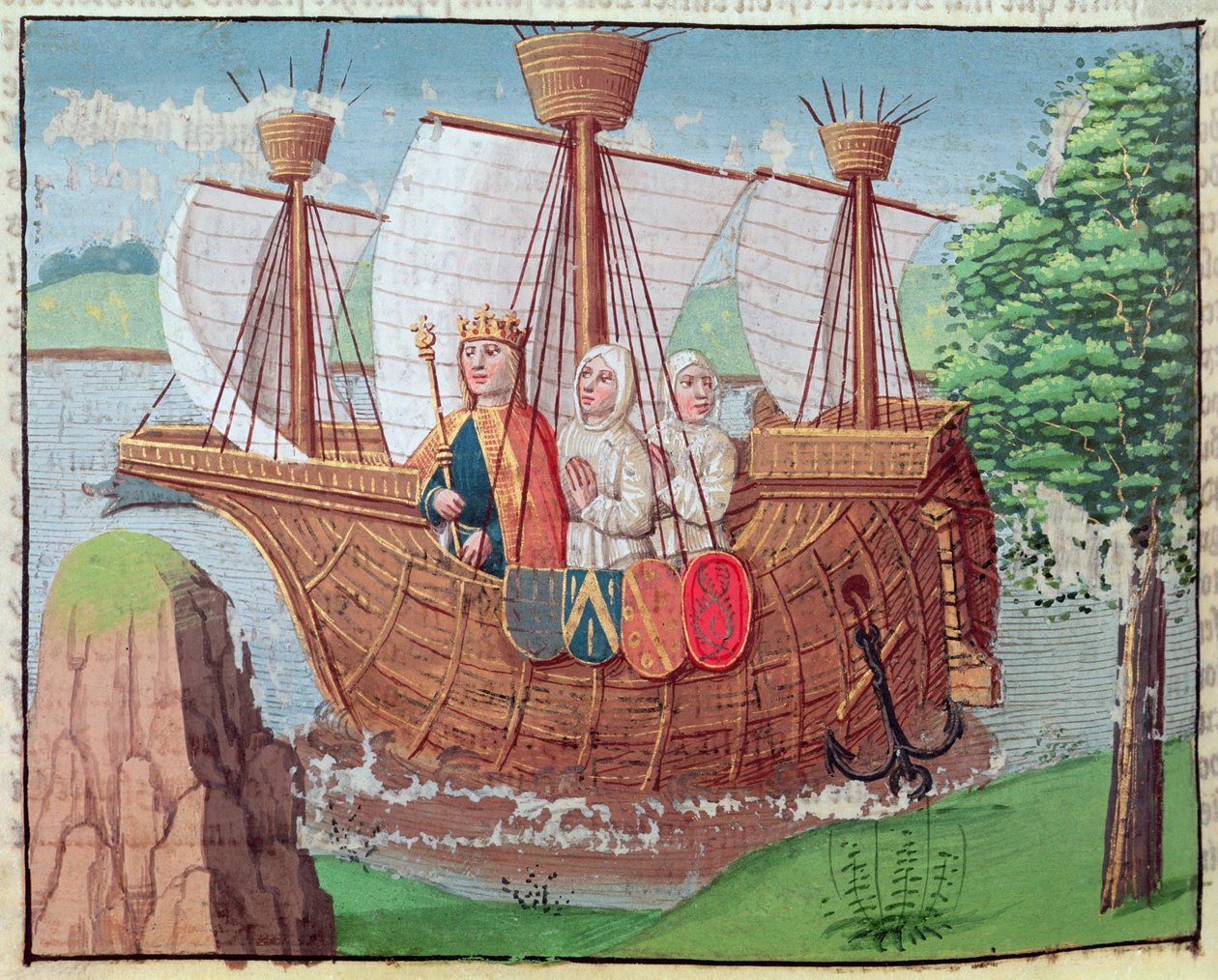 Ludwig VII. bricht mit einigen Zisterziensermönchen 1145 ins Heilige Land auf, Miniatur aus 