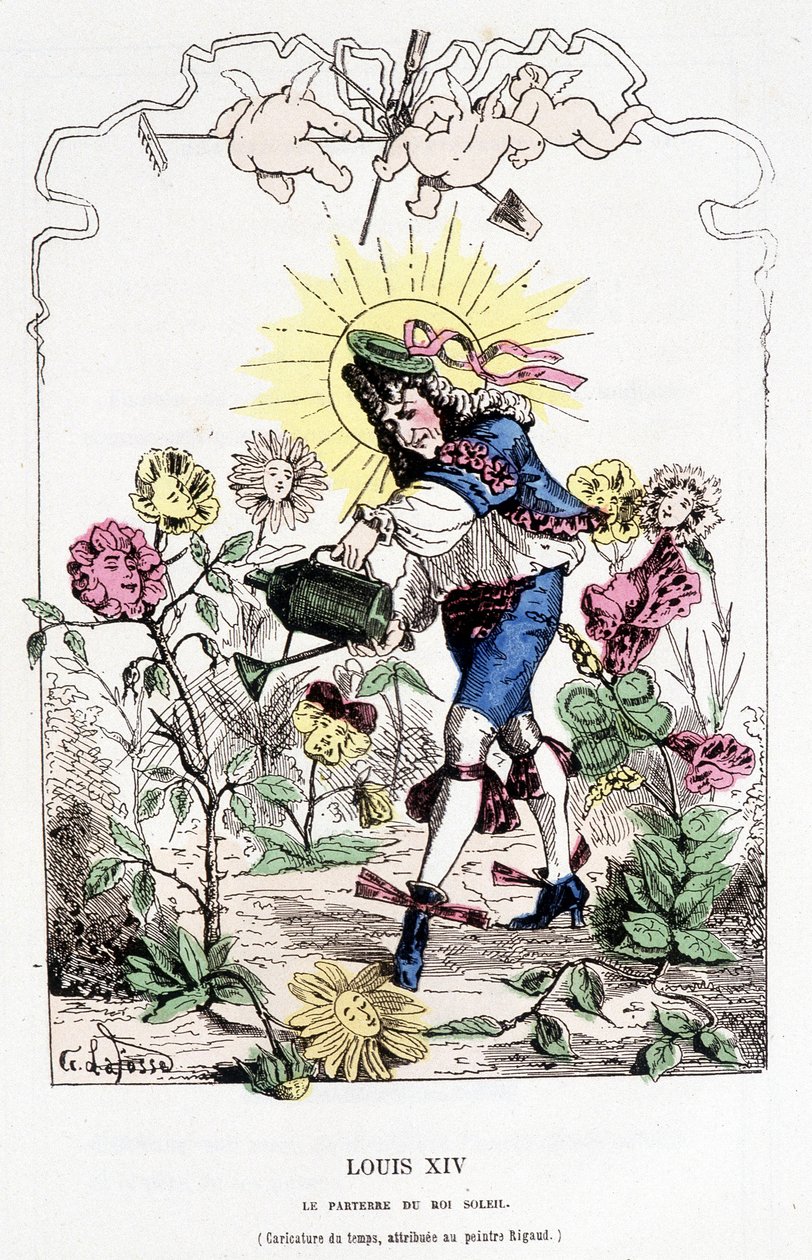 Ludwig XIV. verkleidet als Gärtner - in „Tintamarresque Geschichte Frankreichs“ von Touchatout von French School