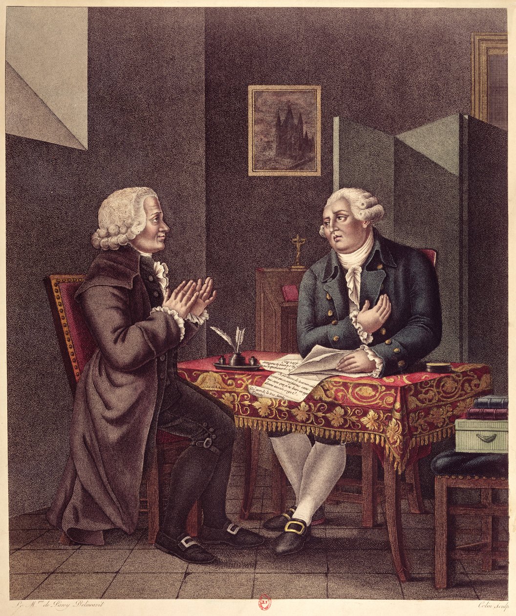 Ludwig XVI. (1754-93) liest sein Testament Guillaume de Lamoignon de Malesherbes (1721-94) im Tempel vor, 25. Dezember 1793 von French School