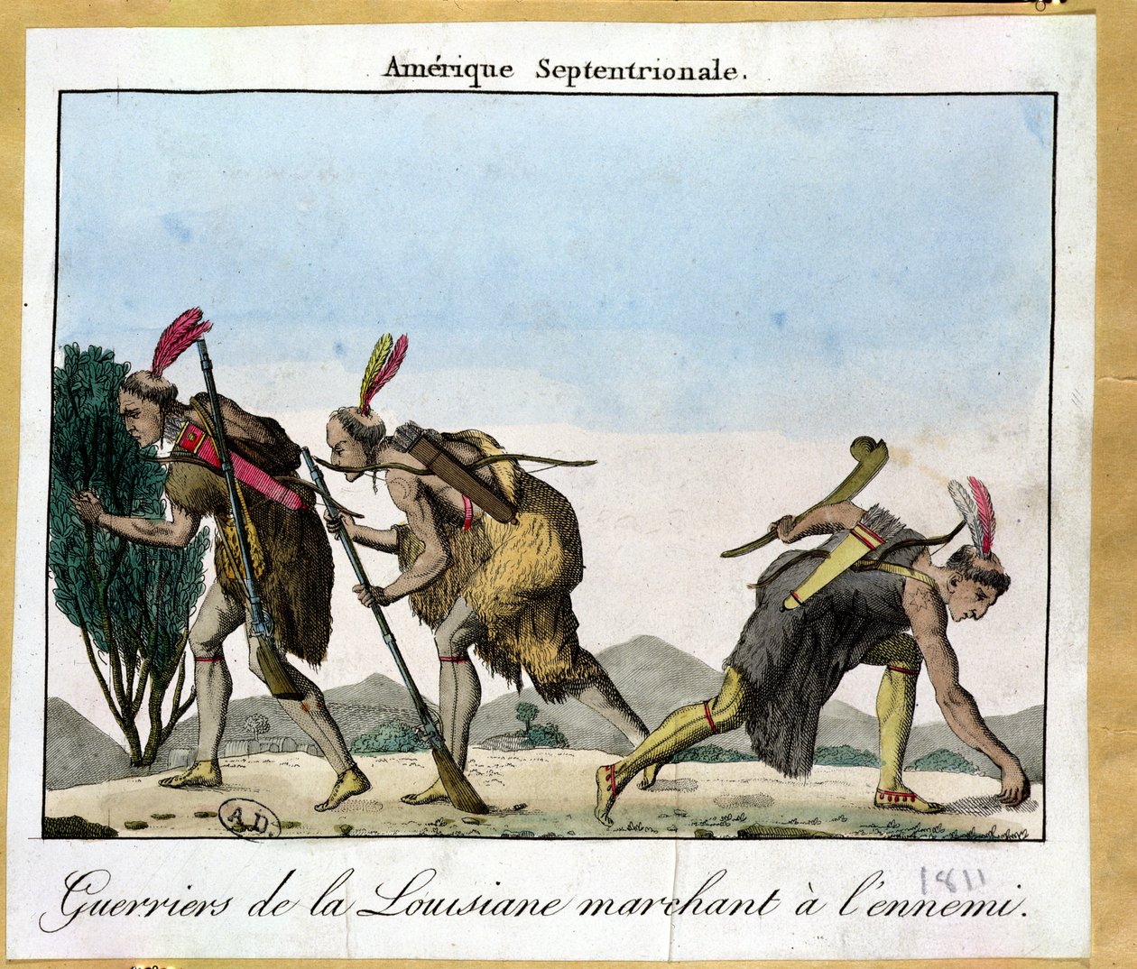 Louisiana-Indianer verfolgen ihren Feind, um 1811 von French School