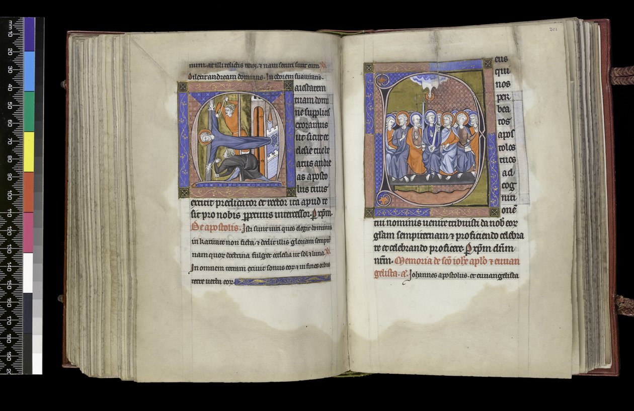 Fürbitte zu St. Andreas und Fürbitte zu den Aposteln, aus dem Psalter und Stundenbuch der Isabella von Frankreich, Paris, um 1265-70 von French School