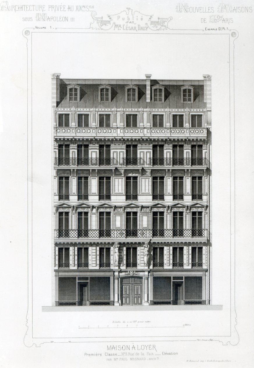 Maison A Loyer, No 3 Rue de la Paix, Paris; Architecture Privee au C19th von French School