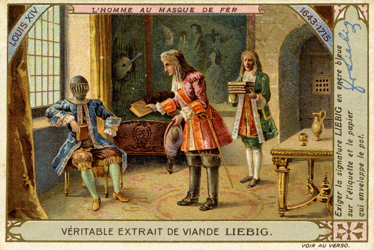 Der Mann mit der eisernen Maske, Herrschaft von Ludwig XIV., Liebig-Karte von French School