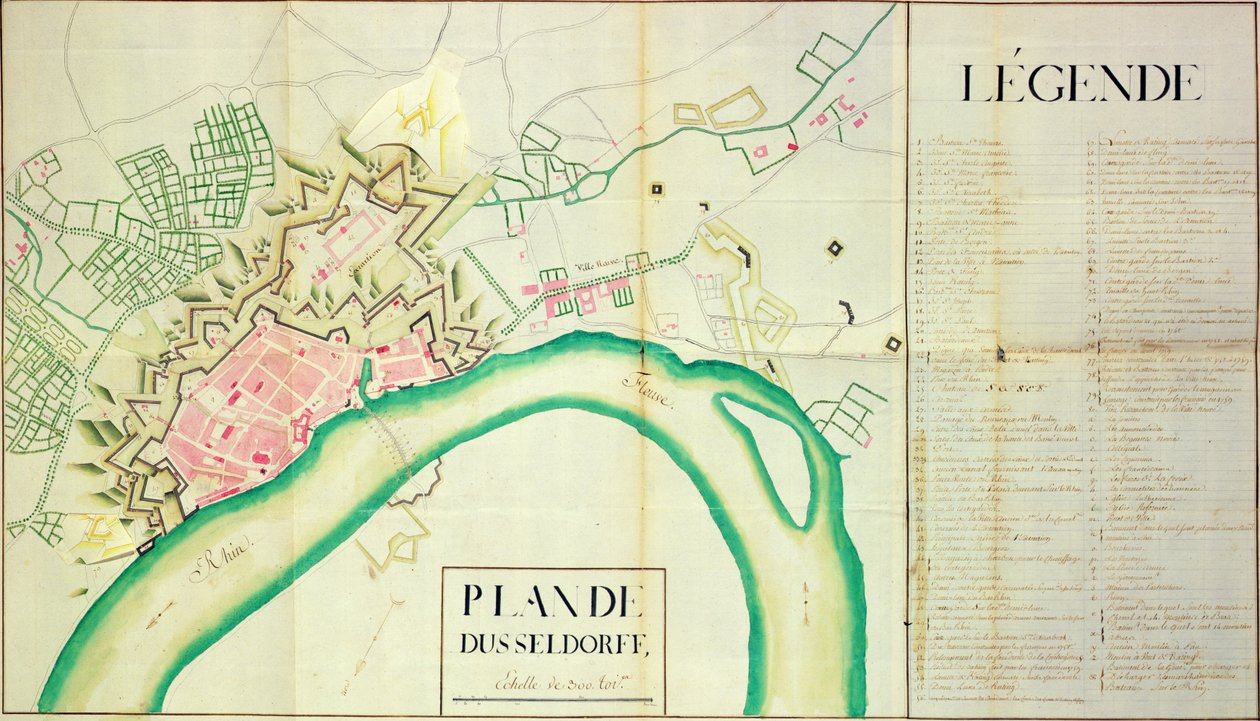 Karte von Düsseldorf von French School