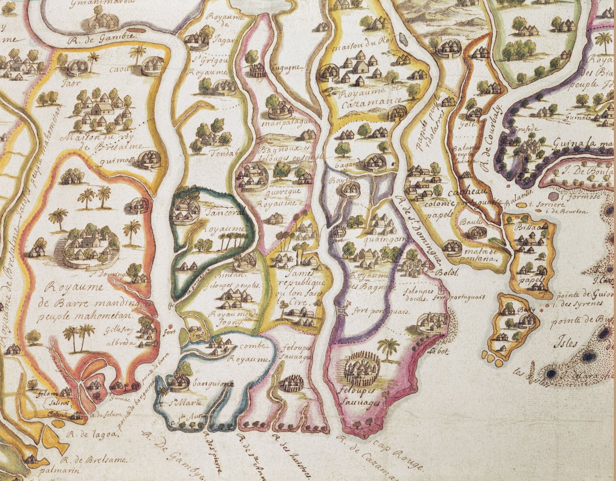 Karte der Küste Afrikas und des Flusses Gambia, 1622 von French School