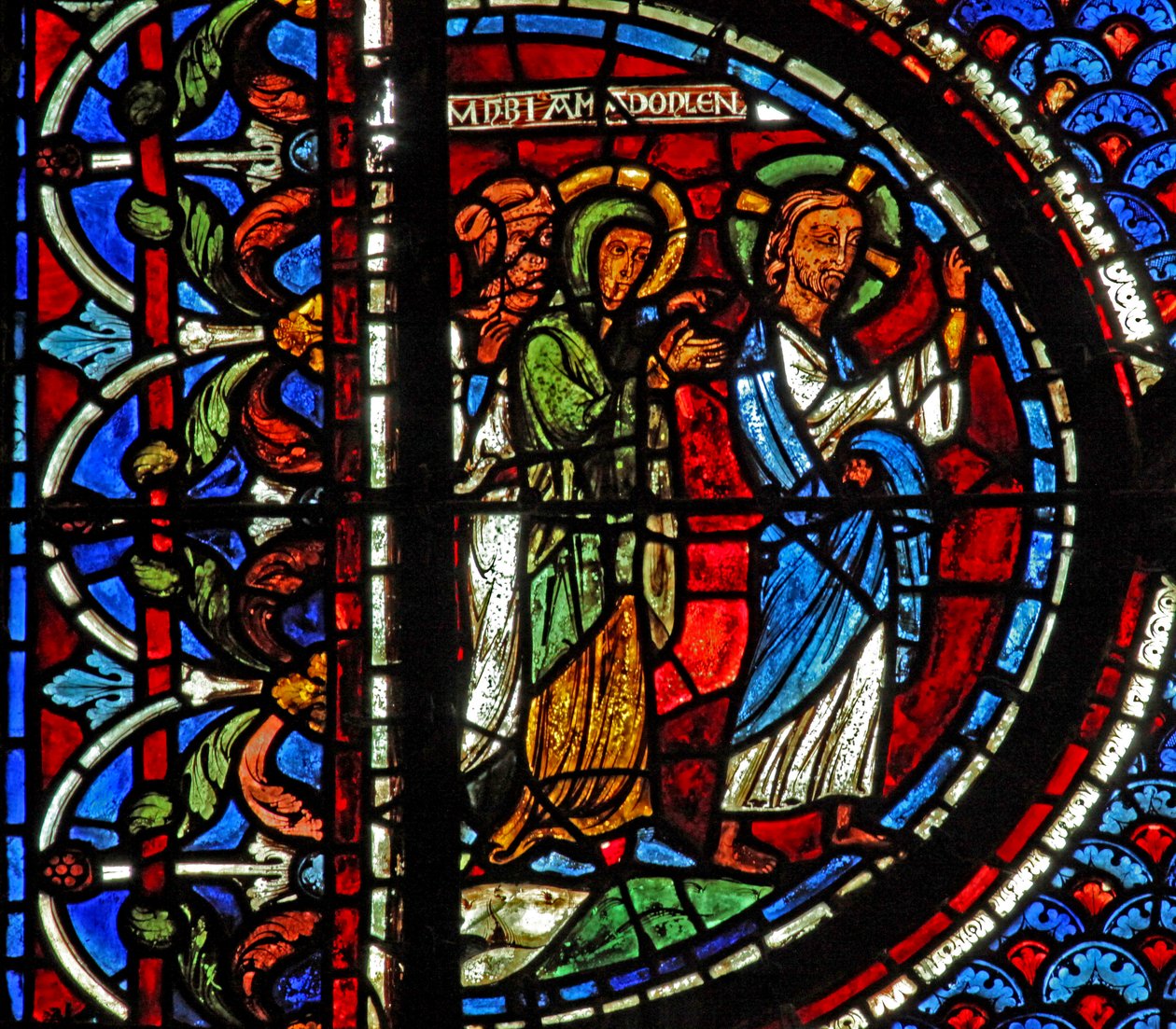 Maria-Magdalena-Fenster: Maria, Martha und Jesus gehen zum Grab von Lazarus von French School