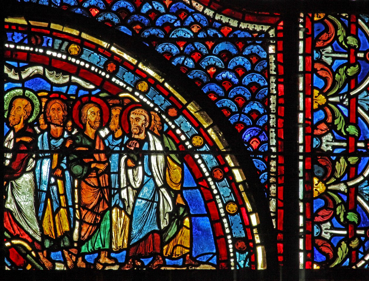 Maria-Magdalena-Fenster: Maria erzählt den Jüngern von der Auferstehung von French School