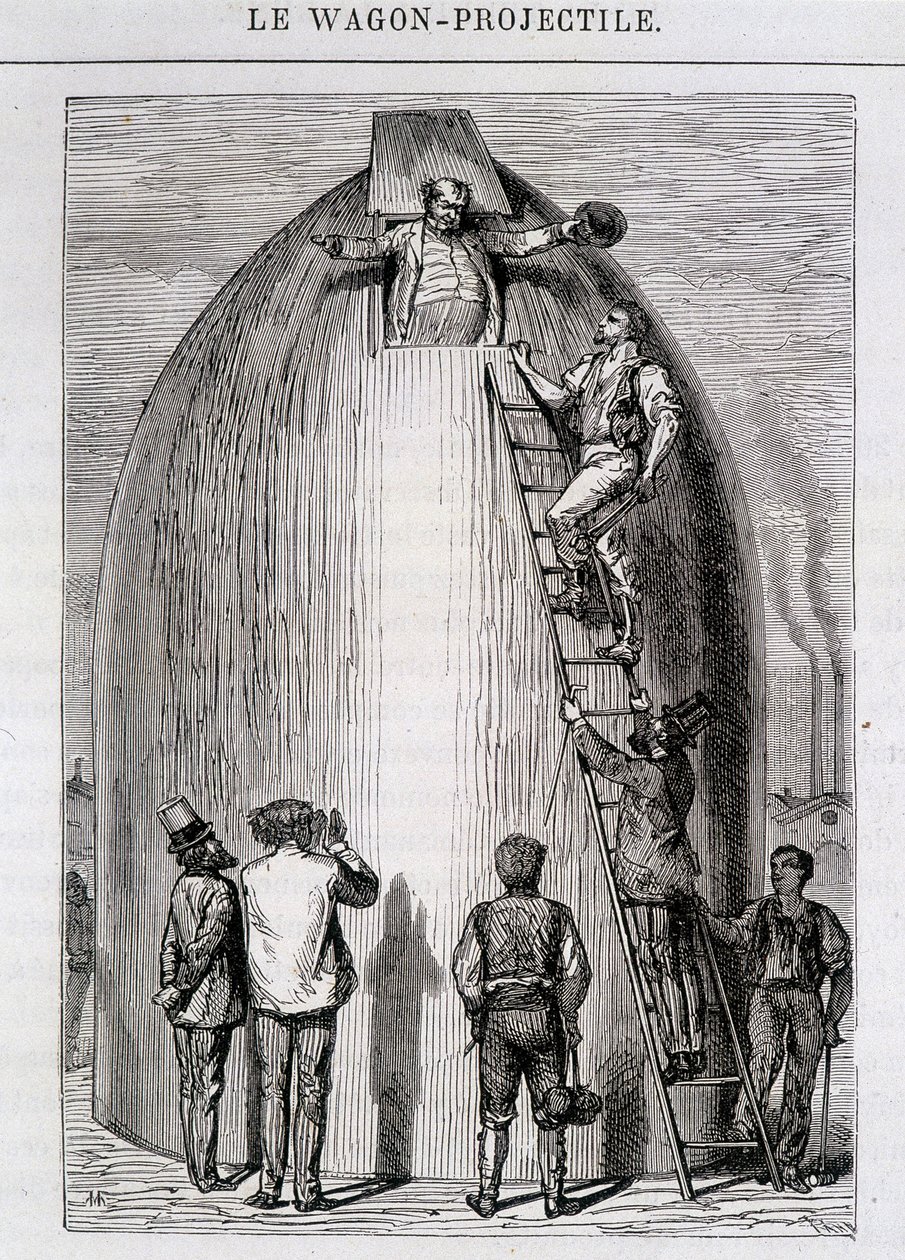 Maston hatte zugenommen - in „Von der Erde zum Mond“ von Jules Verne von French School