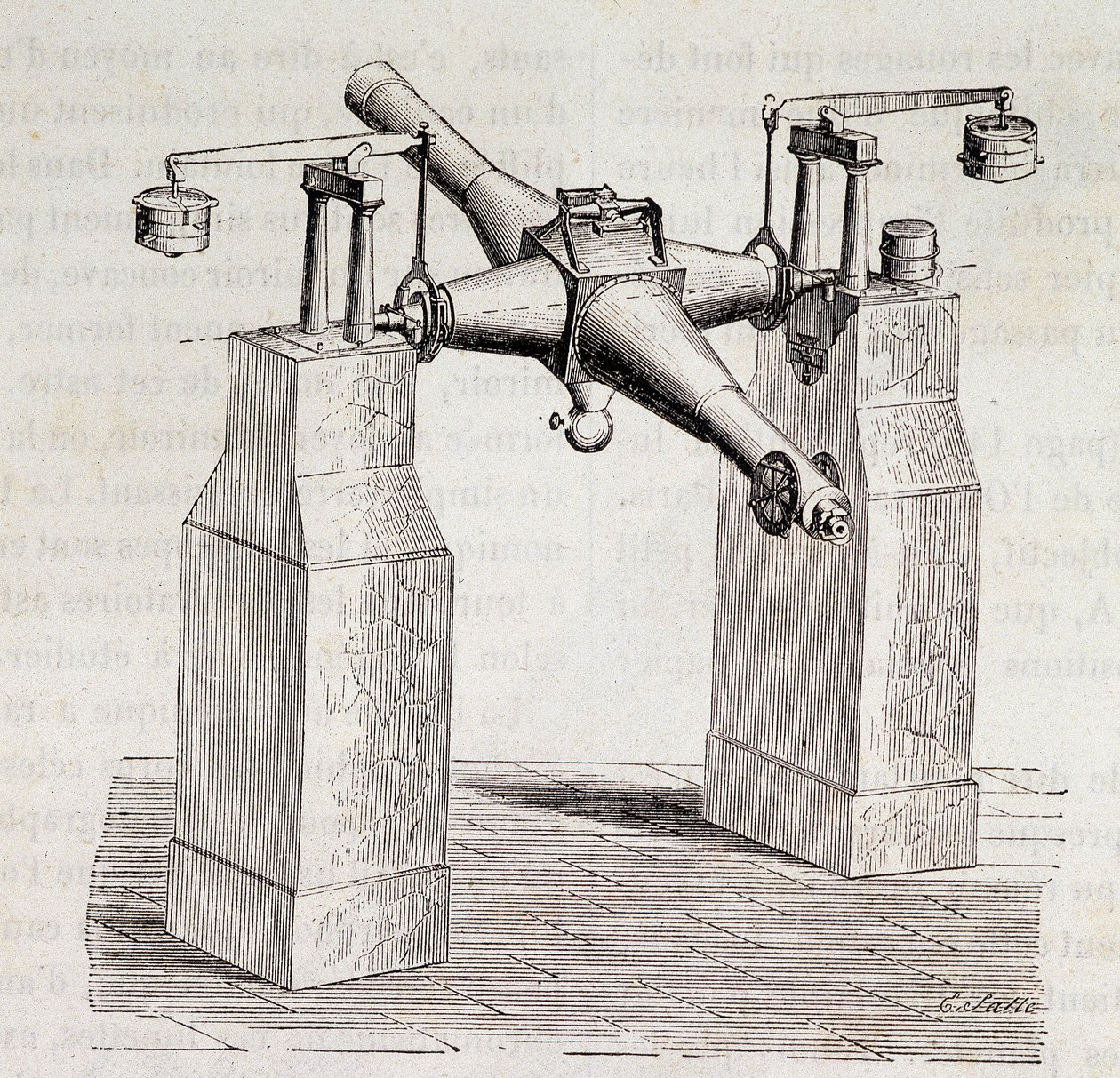 Meridian-Bezel des Pariser Observatoriums - in „Wunder der Wissenschaft“ von Figuier von French School
