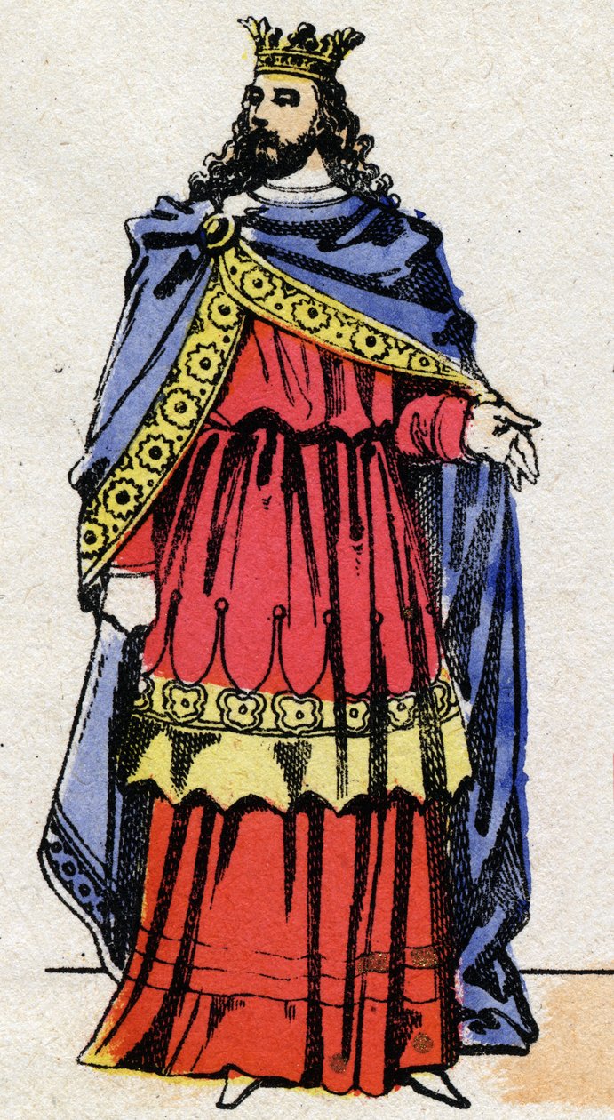 Merowingische Dynastie: Porträt von Childerich III. (714-755) König der Franken von 743 bis 751. Epinal-Bildgebung aus dem späten 19. Jahrhundert. Private Sammlung. von French School
