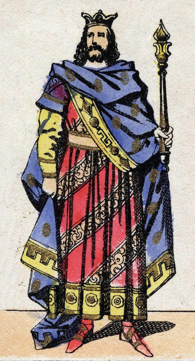 Merowingische Dynastie: Porträt von Chlothar IV. (685-719) König der Franken von Austrasien von 717 bis 719. Epinal-Bildgebung aus dem späten 19. Jahrhundert. Private Sammlung. von French School