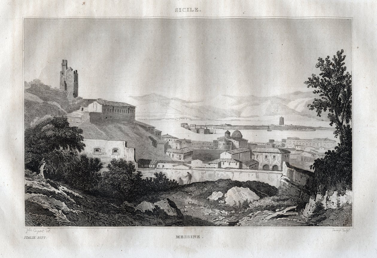 Messina - Sizilien - Gravur aus „Italien pittoresk“ - Historische und beschreibende Darstellung von Italien von M. de Norvins, Ch. Nodier 1834-1836 von French School
