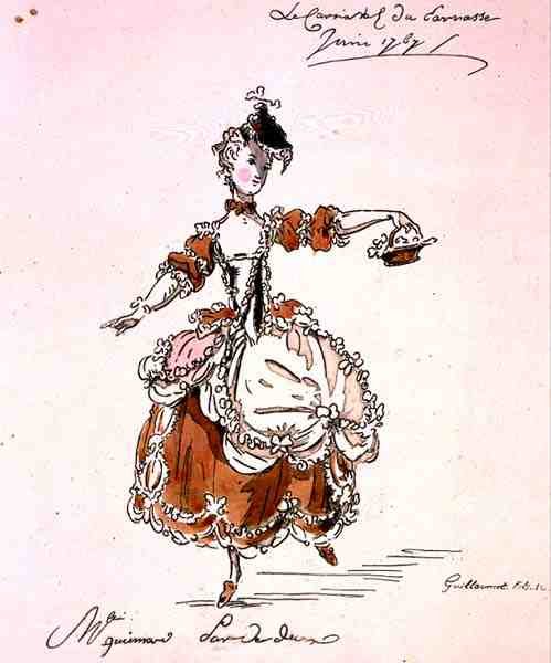 Miss Guimard als Terpsichore, in einem Libretto von Louis Fuzelier, komponiert von Mondonville, Faksimile von A. Guillaumot Fils von French School