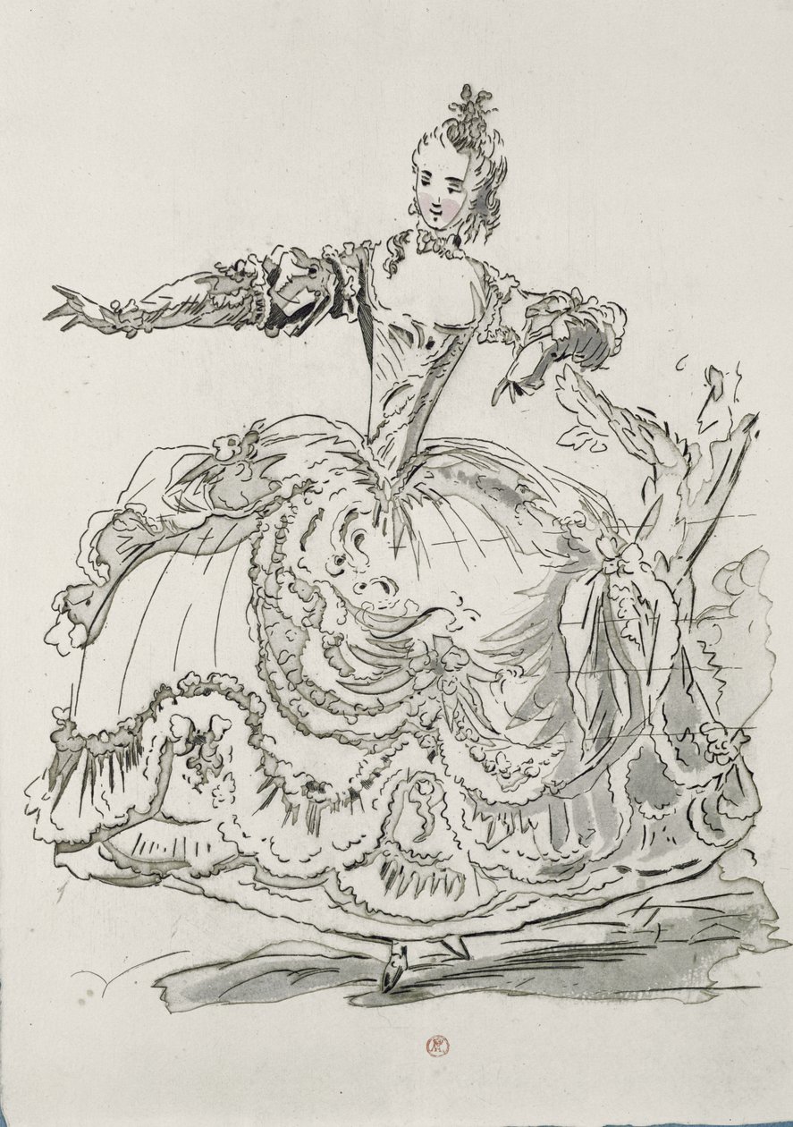 Miss Puvigne als Die Lebende Statue, in Pigmalion, einem Libretto von Lamotte, komponiert von Jean-Philippe Rameau, 1748 (Farbstich) von French School