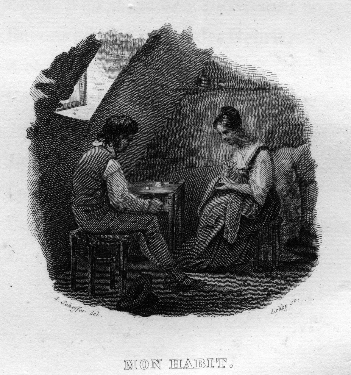 Mon habit Chanson de Béranger in „Œuvres complètes“ (1834) von Pierre Jean de Béranger (1780-1857), französischer Dichter und Liedermacher. von French School