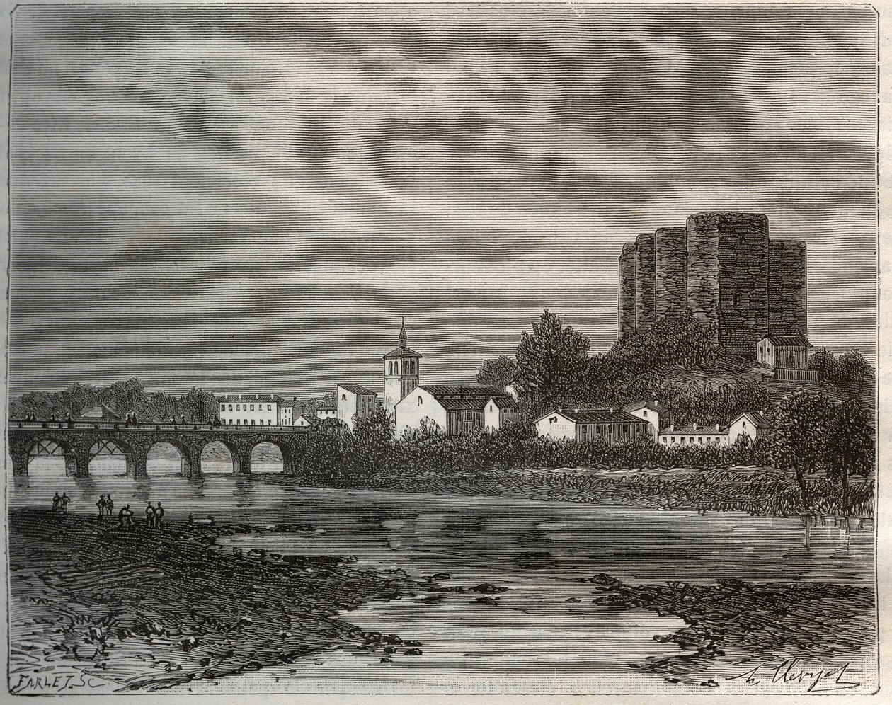 Montrond-les-Bains, Département Loire in der Region Rhône-Alpes - Gravur in „La France illustrée: Geographie, Geschichte, statistische Verwaltung“ von V.-A. Malt-Brown. 1884 von French School