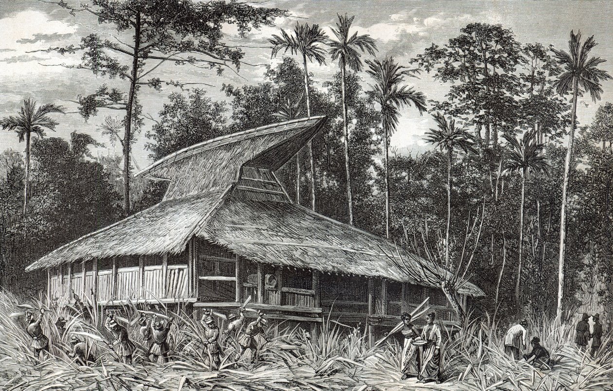 Moschee in Dodinga, Neuguinea, Illustration aus der Zeitschrift Le Tour du Monde, 1879 von French School