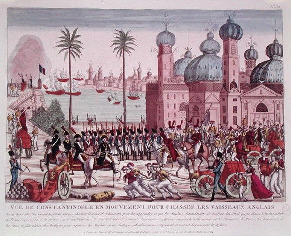 Truppenbewegung, um die englischen Schiffe aus Konstantinopel zu vertreiben, 21. März 1807 von French School