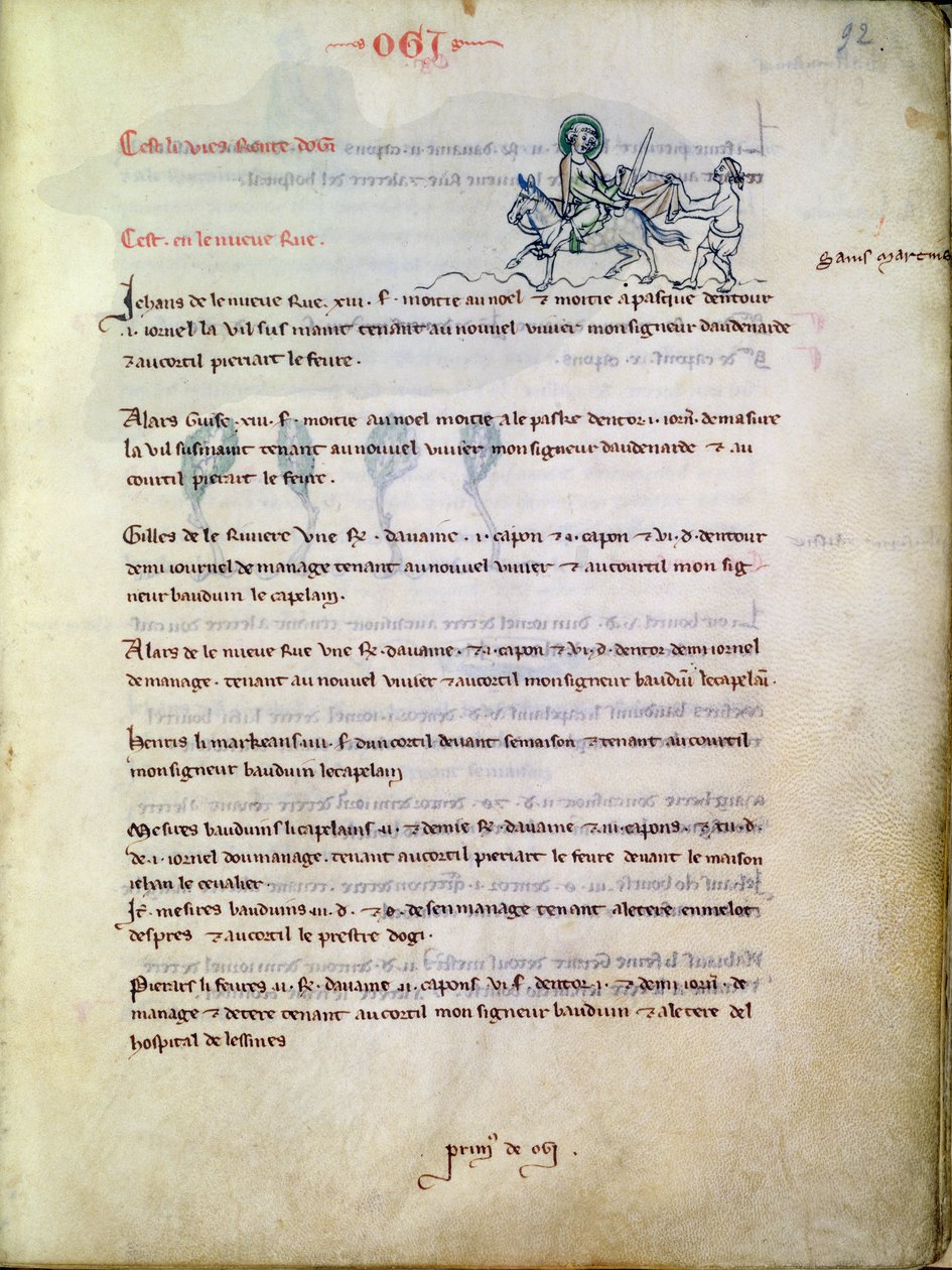 St. Martin schneidet seinen Mantel, aus Vieil Rentier dAudenarde, 1291-1302 von French School