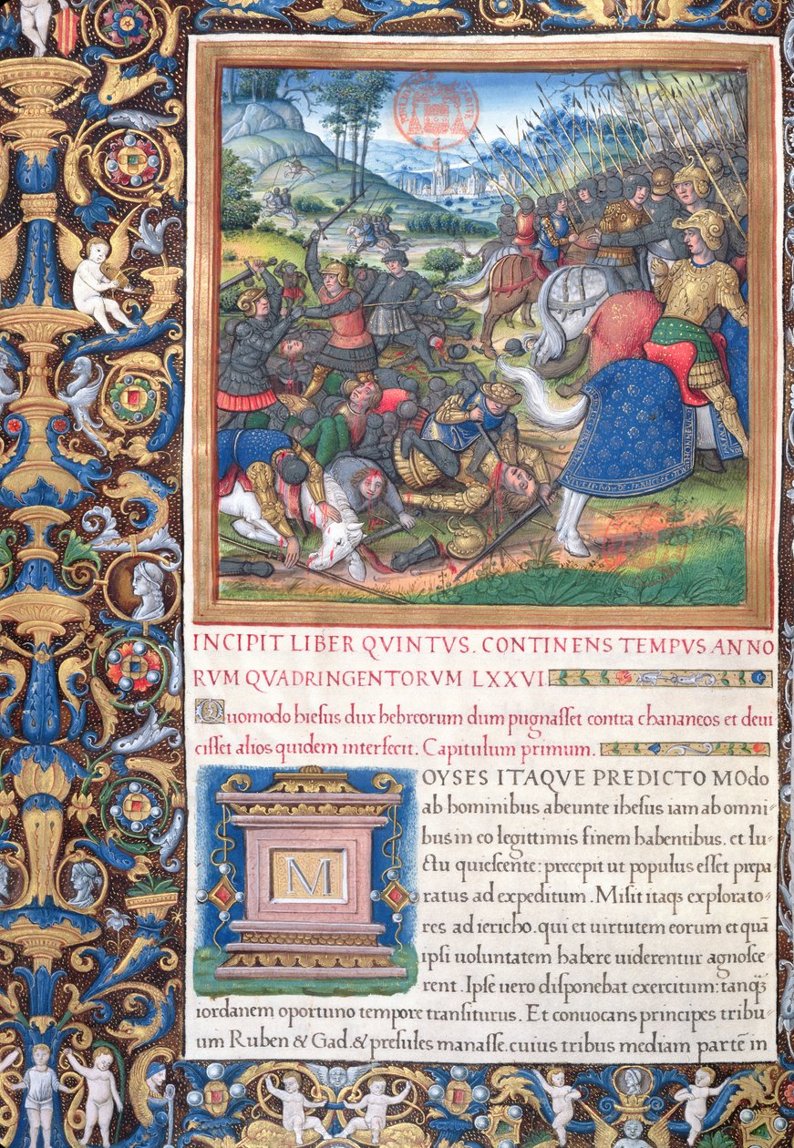 Ms. 1581 f. 089v Illustration aus Buch V (Vom Tod des Mose bis zum Tod des Eli), Kapitel 1 der Antiquitates Judaicae von Flavius Josephus von French School