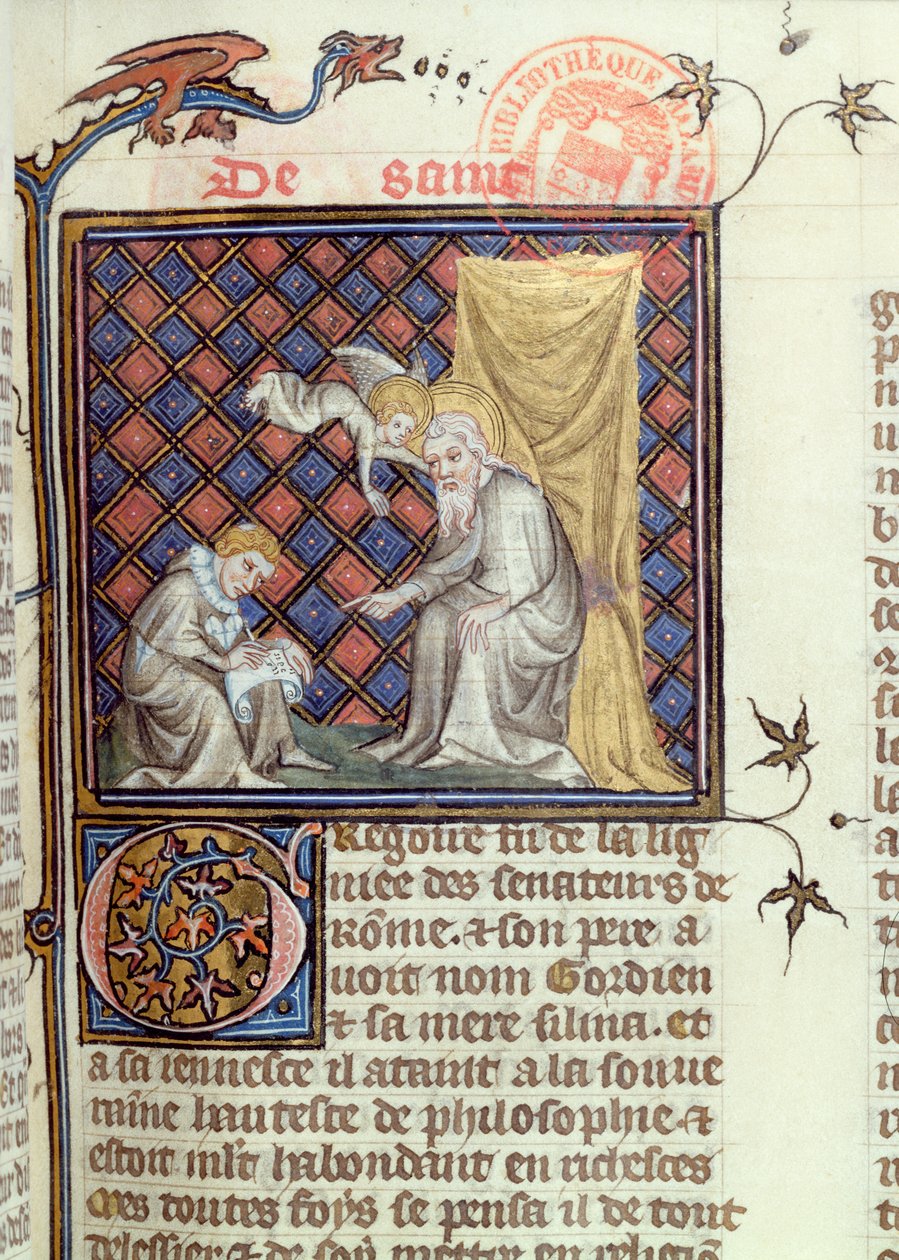 Ms 1729 St. Gregor, aus Legenda Sanctorum Aurea von Jacques de Voragine, ca. 1370 von French School