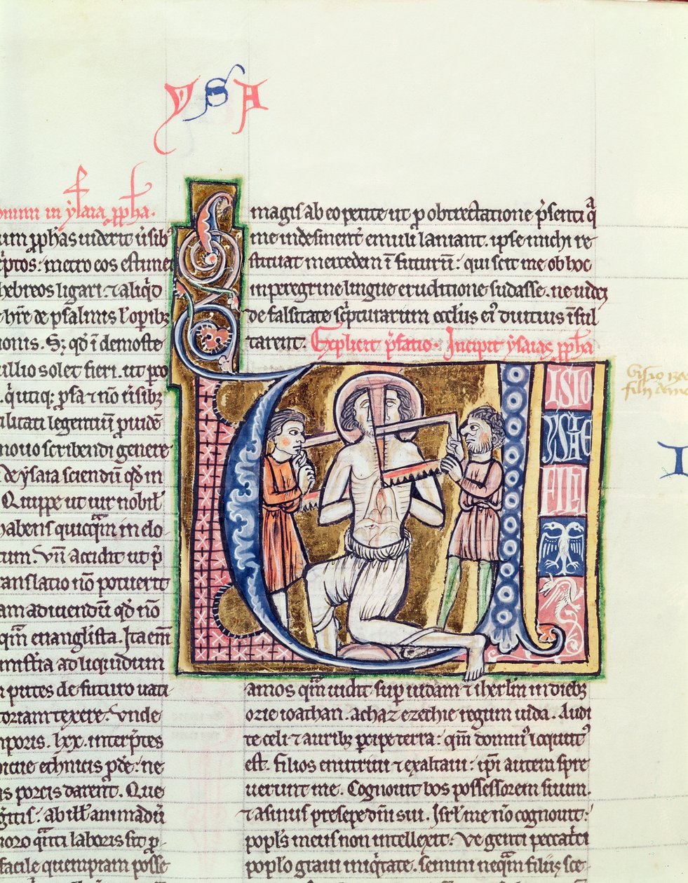 Ms 21 fol.98v Das Martyrium des Jesaja, aus einer Bibel von French School