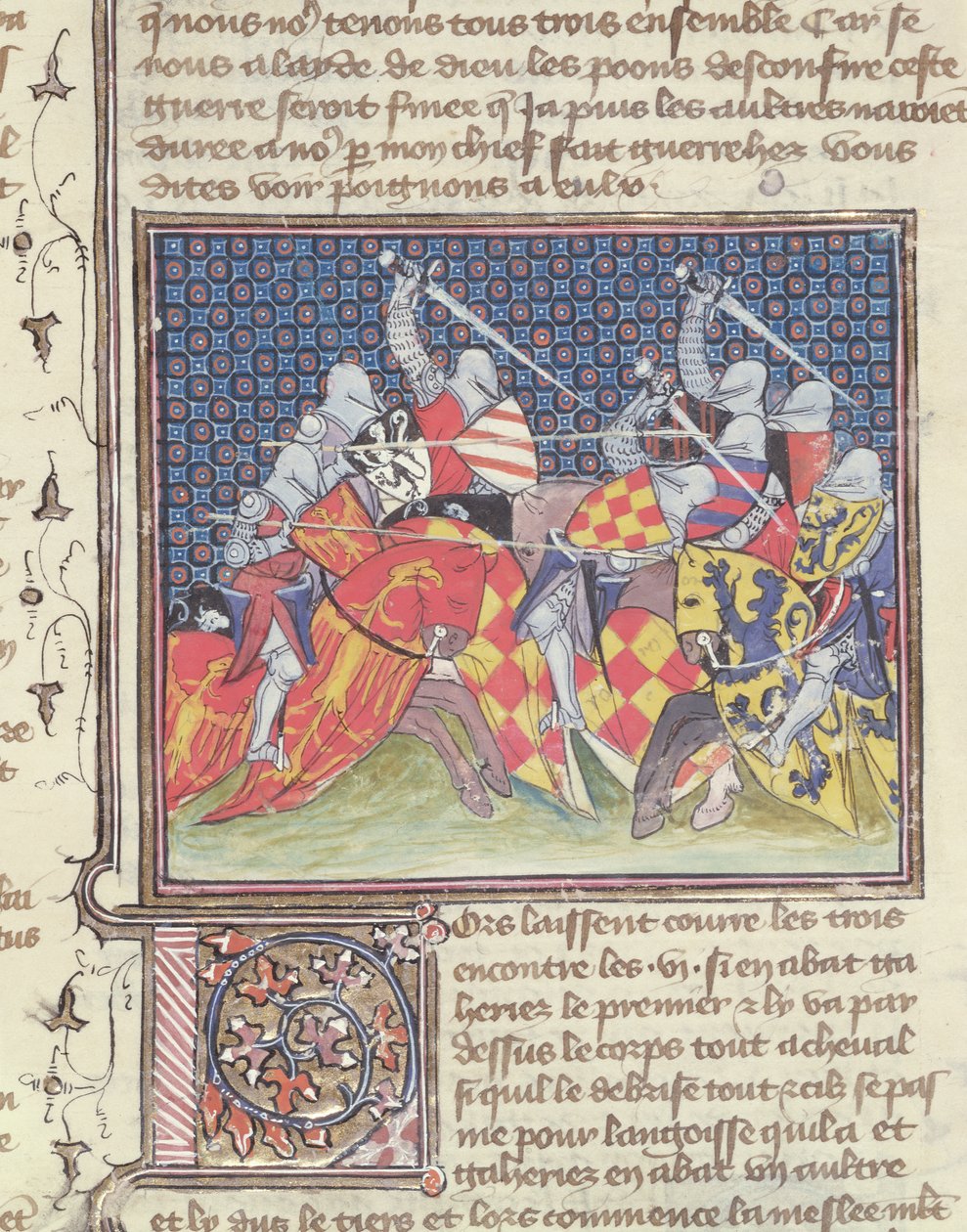 Ms 3480 Ritter im Kampf, aus dem Livre de Messire Lancelot du Lac von French School