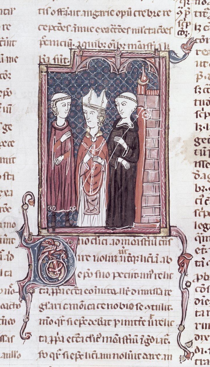 Ms 373 fol.51v Ein Mönch, ein Bischof und ein Abt, aus den Dekreten von Gratien von French School