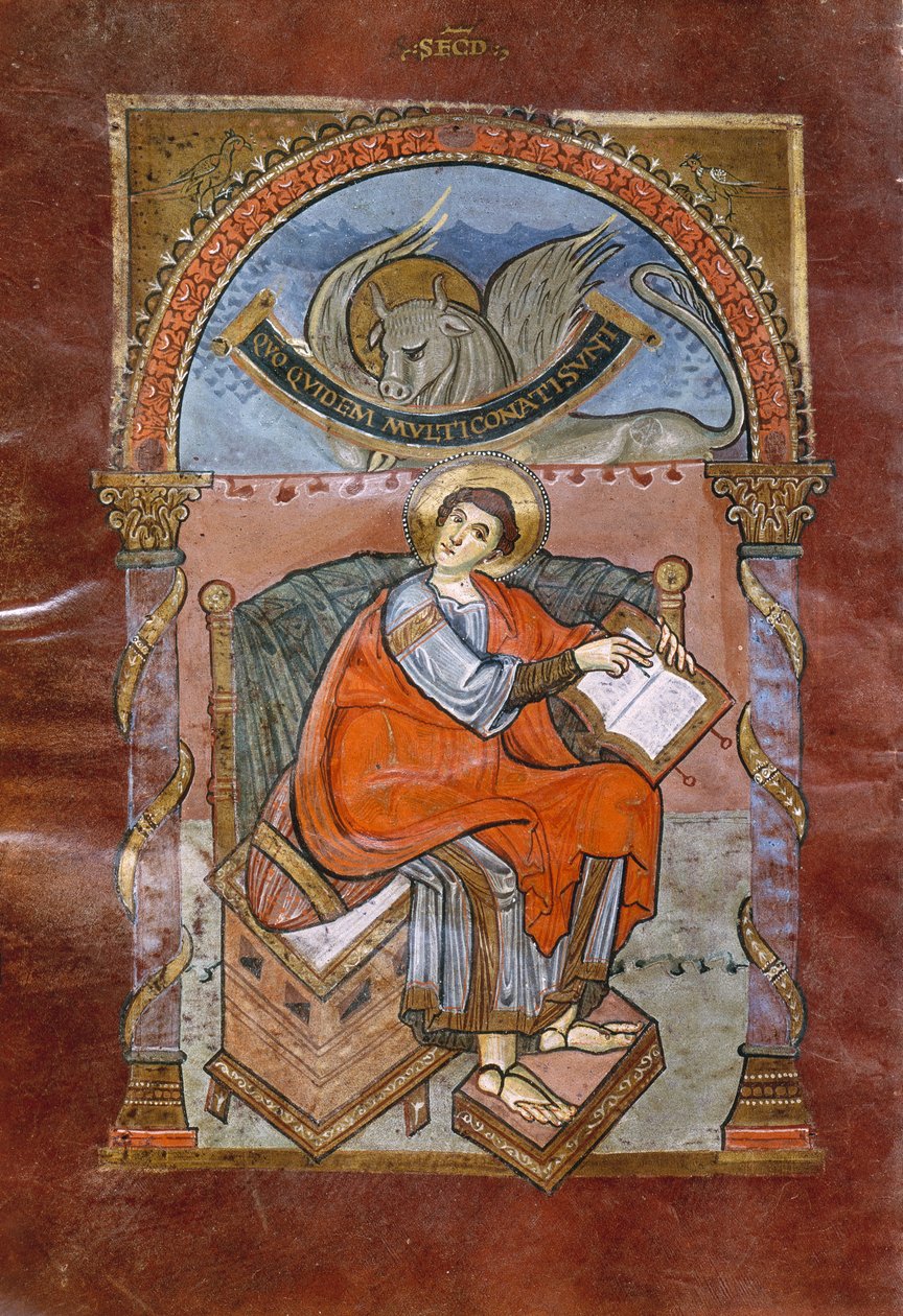 Ms 4 fol.101v St. Lukas, aus dem Evangelium von St. Riquier, ca. 800 von French School