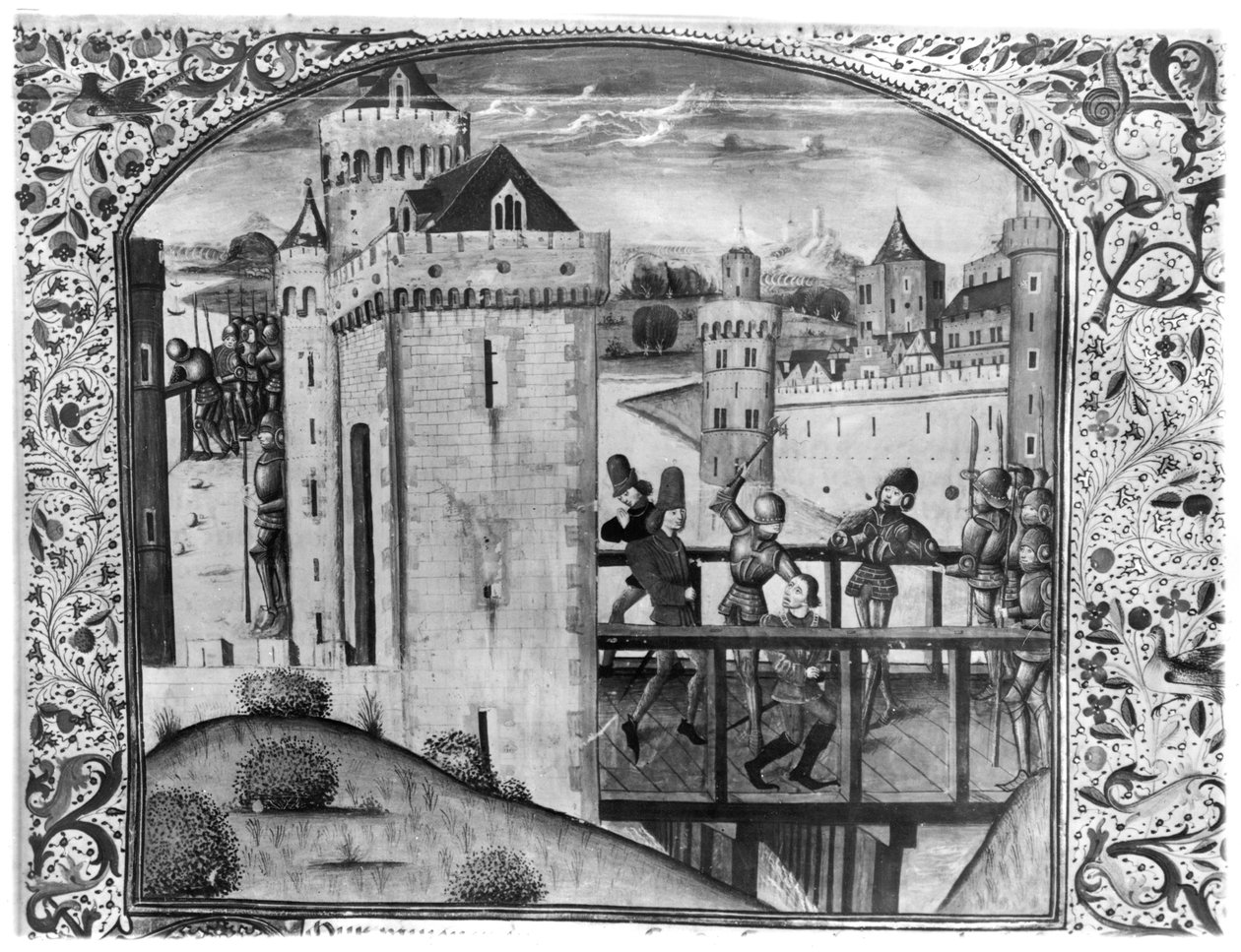 Die Ermordung von Johann Ohnefurcht (1371-1419), Herzog von Burgund auf der Montereau-Brücke, 10. September 1419, aus den Chroniques d
