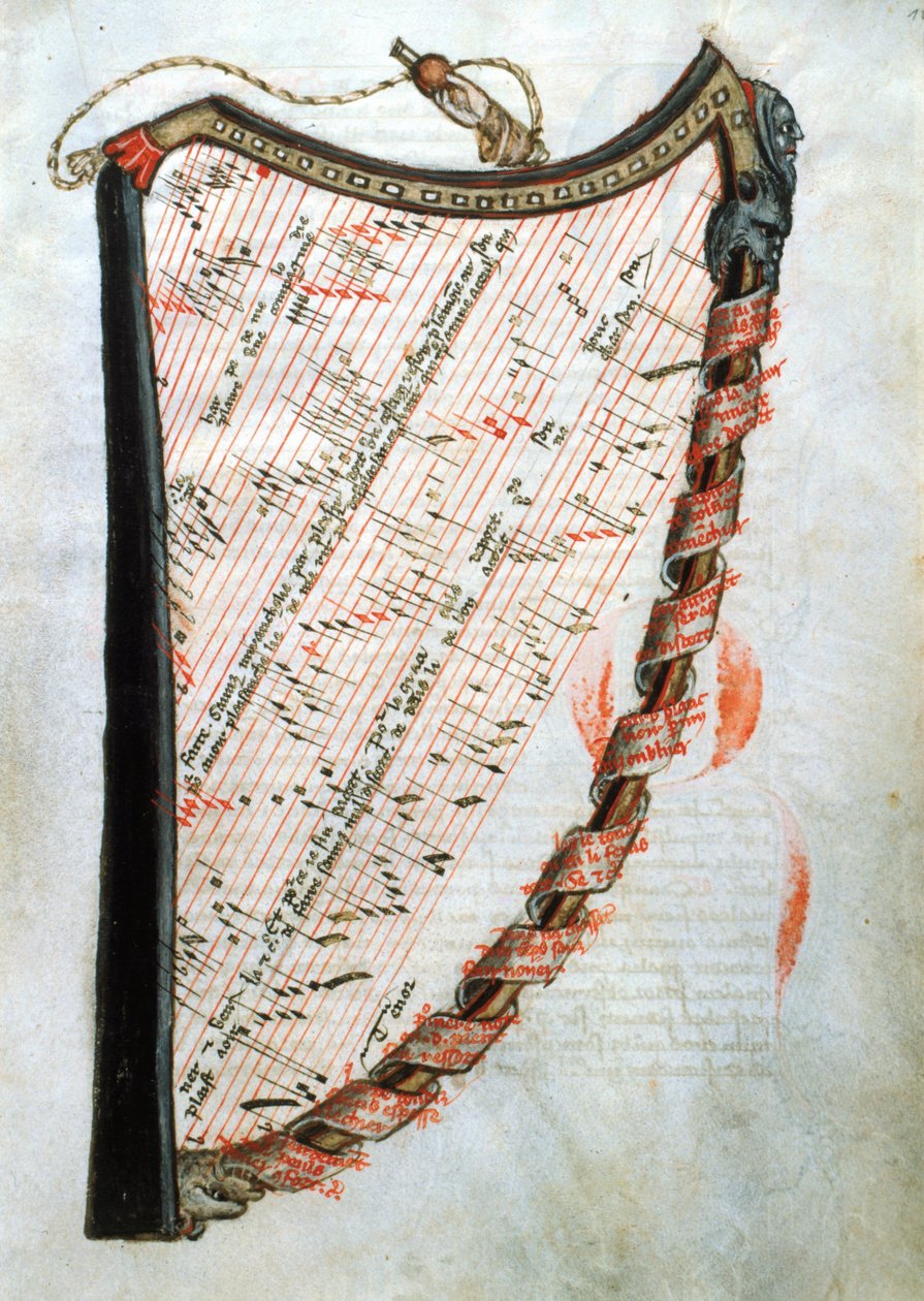 Ms 54.1 Harfe, aus der Sammlung mittelalterlicher Musiktraktate, 1470 von French School