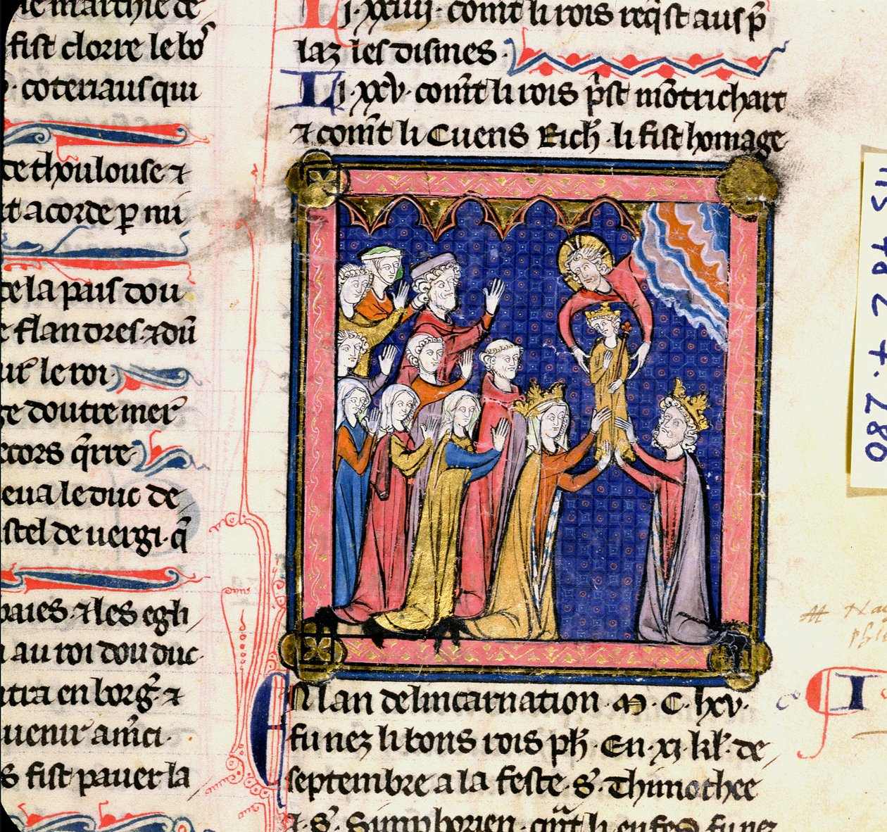 Ms 782 f.280 König Philipp II. (1165-1223) von Frankreich, aus den Chroniques de Saint-Denis, spätes 13. Jahrhundert von French School