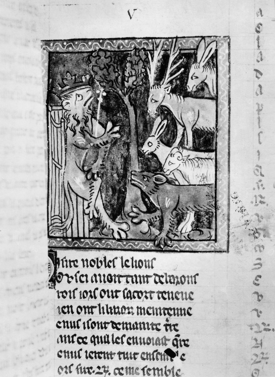 Ms Fr 1581 Adliger hält Hof, Illustration aus dem Roman de Renart von French School