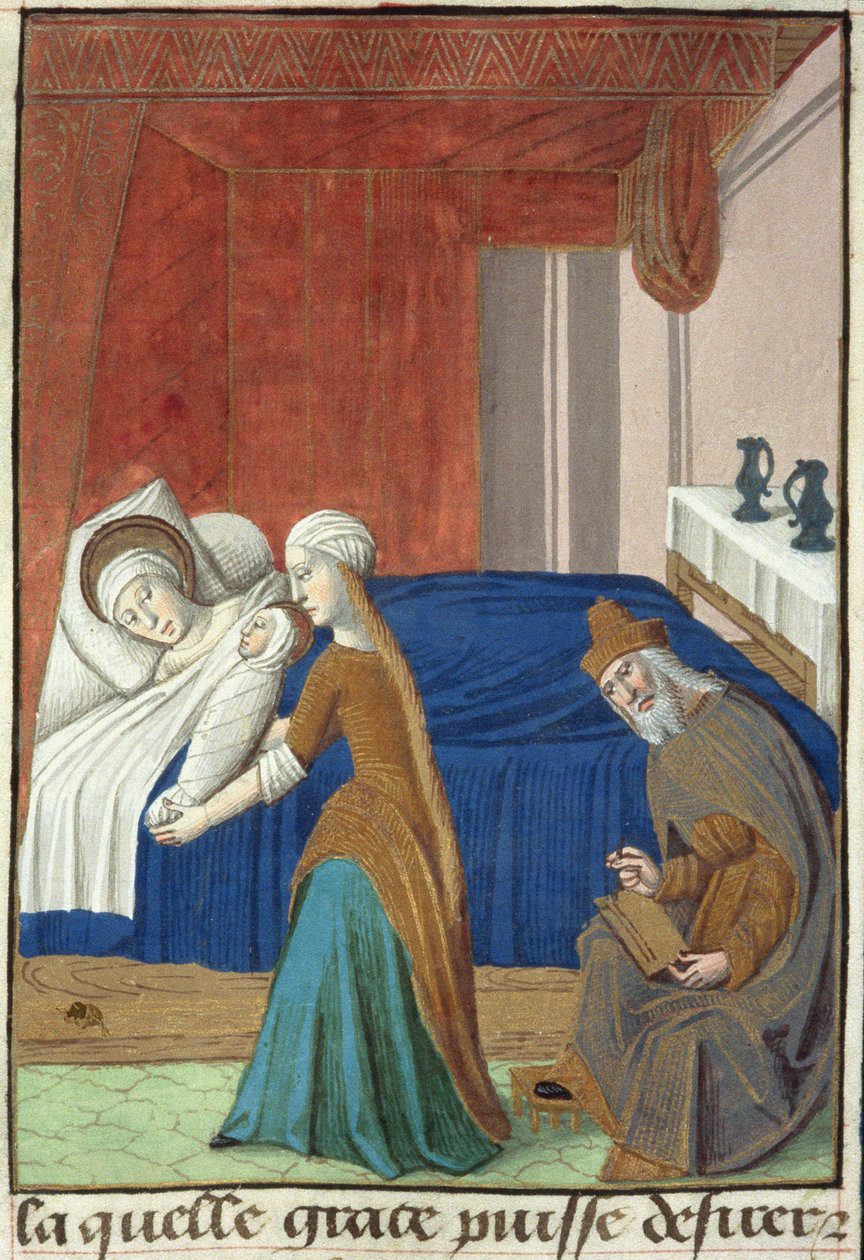 Die Geburt Johannes des Täufers, aus Vita Christi, von Ludolf von Sachsen, ca. 1300-1378 von French School