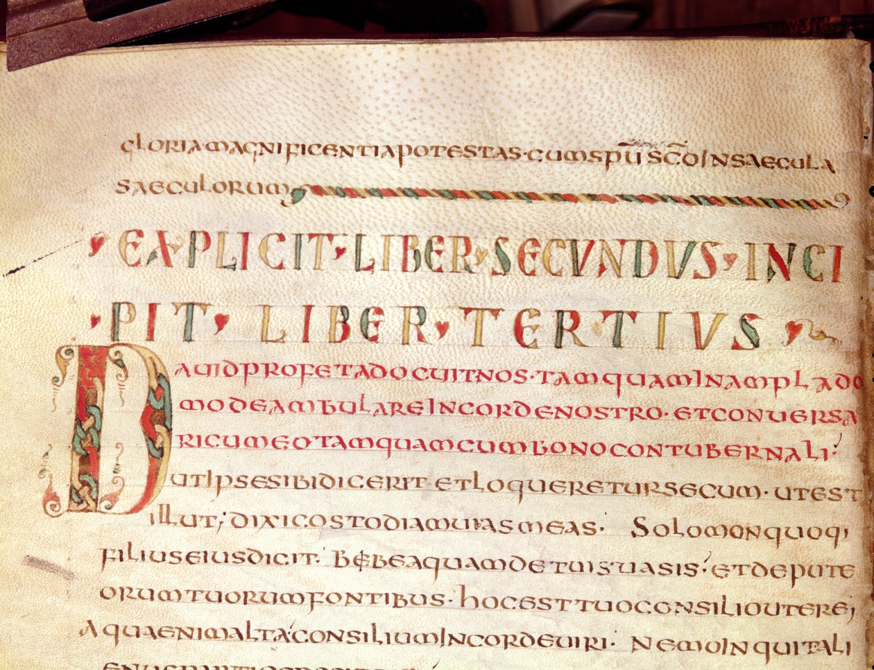 Historiierte Initiale D, aus einem Werk von Saint Ambroise (340-396) von French School