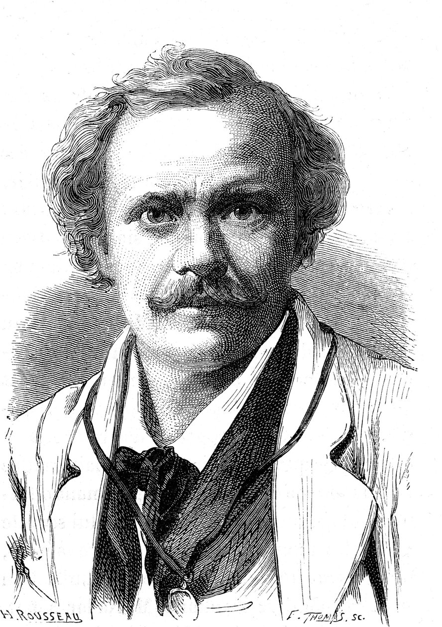 NADAR (Gaspard Felix TOURNACHON) (1820-1910), französischer Schriftsteller, Karikaturist, Aeronaut und Fotograf. Gravur 1867 von French School