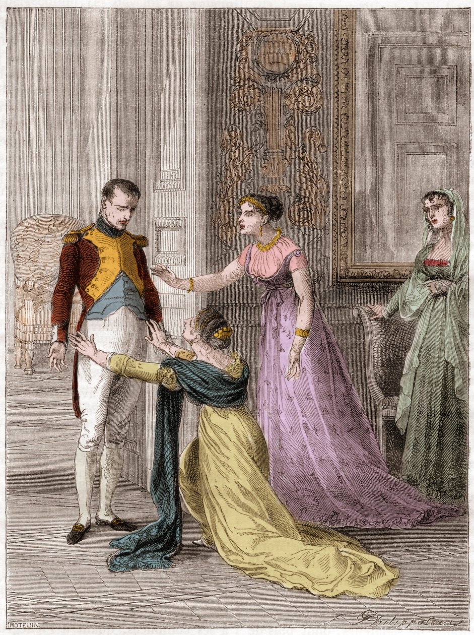 NAPOLEON Bonaparte (1769-1821), Kaiser von Frankreich, gewährt Madame de Polignac die Gnade des Lebens ihres Mannes (Jules Armand (Jules-Armand), Prinz de Polignac) von French School