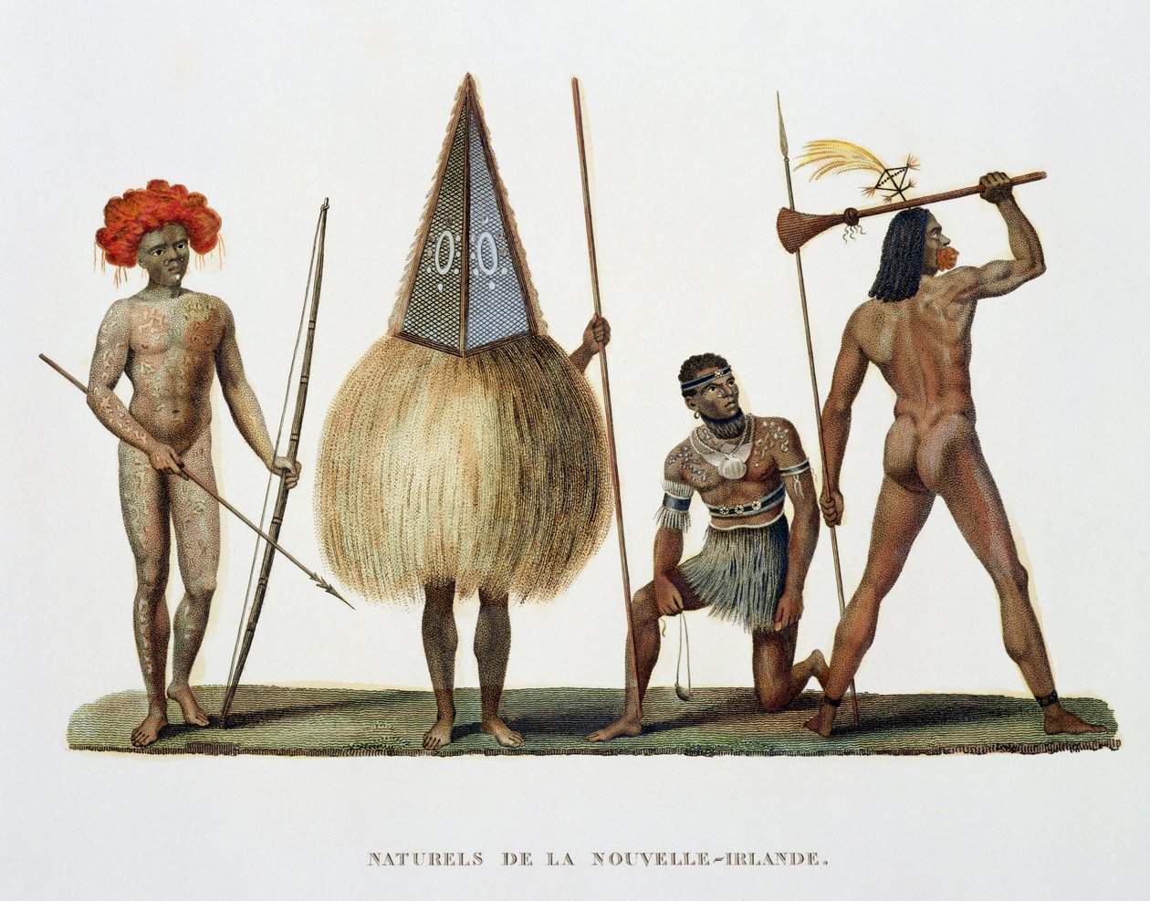 Einheimische von Neuirland, aus Voyage autour du Monde, ausgeführt im Auftrag des Königs auf der Korvette Seiner Majestät, La Coquille, in den Jahren 1822, 1823, 1824 und 1825, von Louis Isidore Duperrey (1786-18 von French School