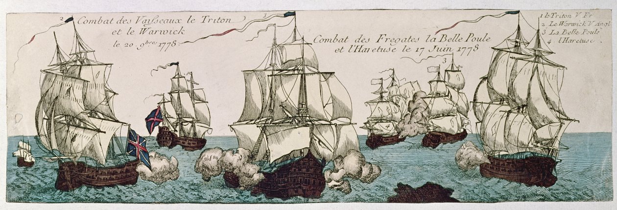Seeschlachten zwischen den französischen und englischen Flotten während der Amerikanischen Revolution 1778 von French School