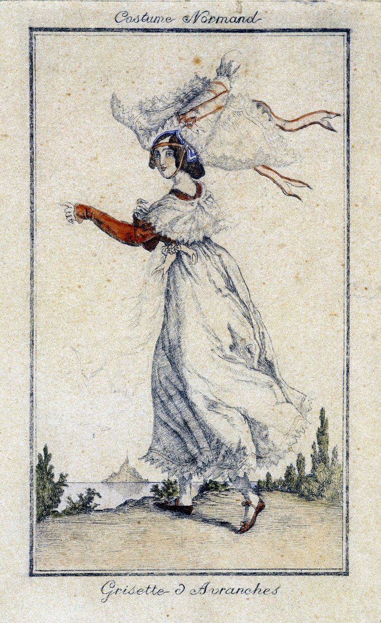 Normannische Tracht: Grisette von Avranches - Gravur, Anfang 19. Jahrhundert von French School