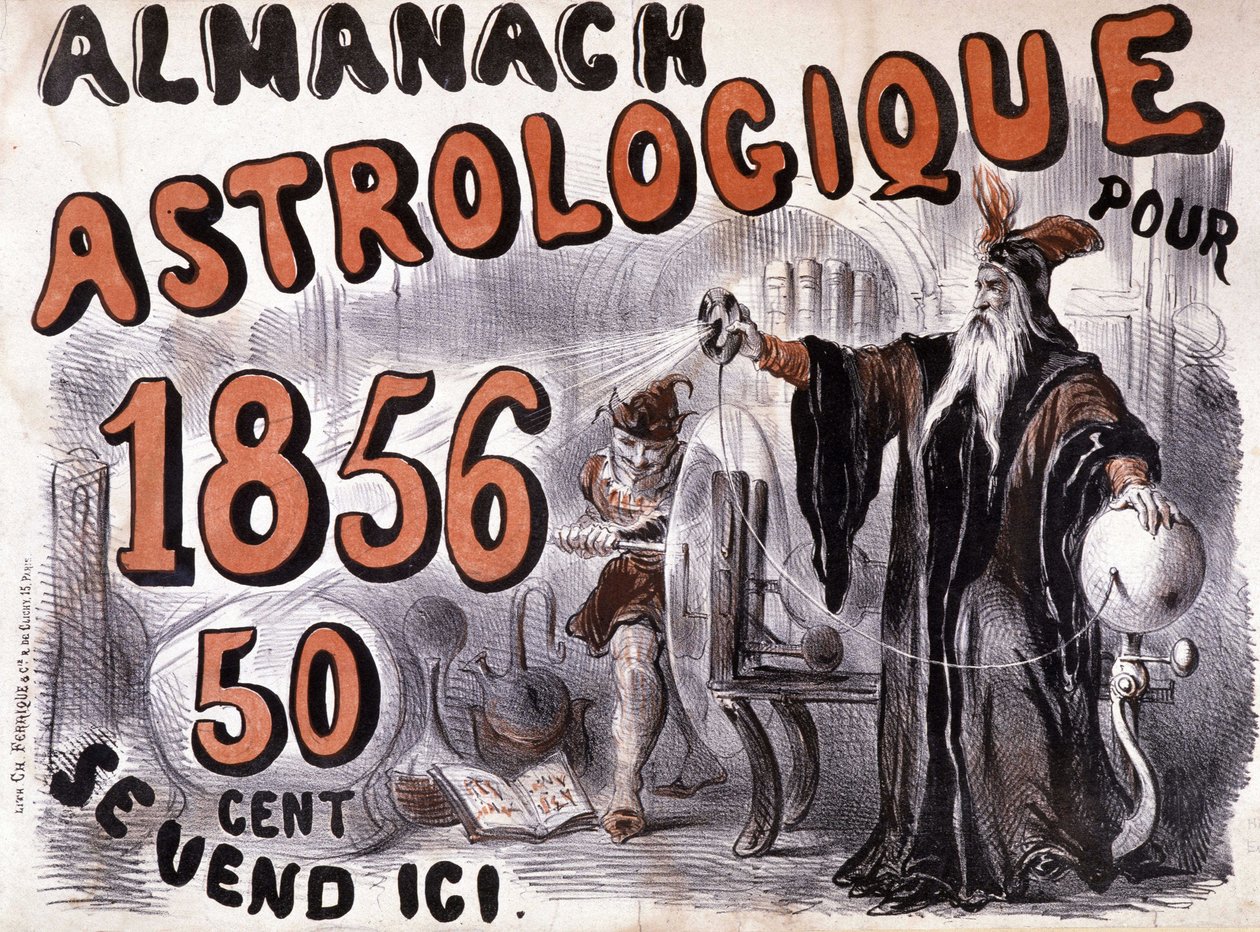 Nostradamus, Astrologe, der die Zukunft erleuchtet - im „Almanach Astrologique“ von 1856 von French School