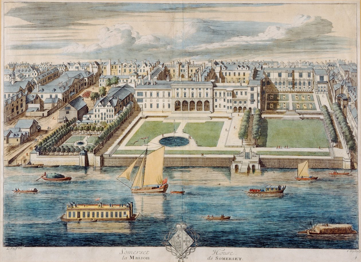Altes Somerset House am Strand, graviert von Jean Benoit Winckler von French School