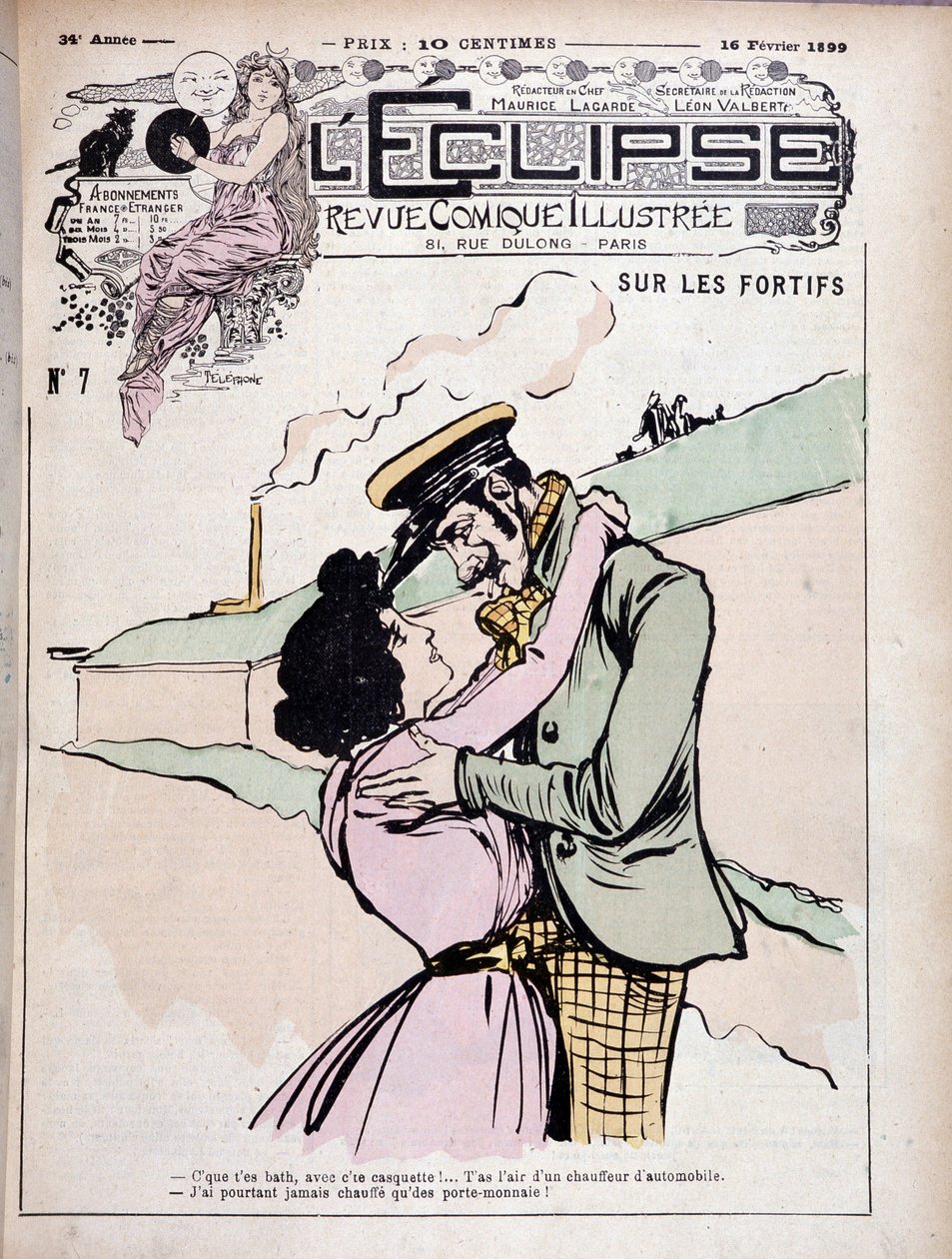 Auf den Befestigungen: Böser Junge (Schläger) und seine Freundin - Titelbild Die Eclipse vom 16.02.1899 von French School